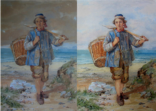 Restoration and cleaning of watercolours maps and prints