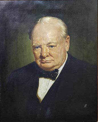 Winston Churchill Oil painting on canvas restoration